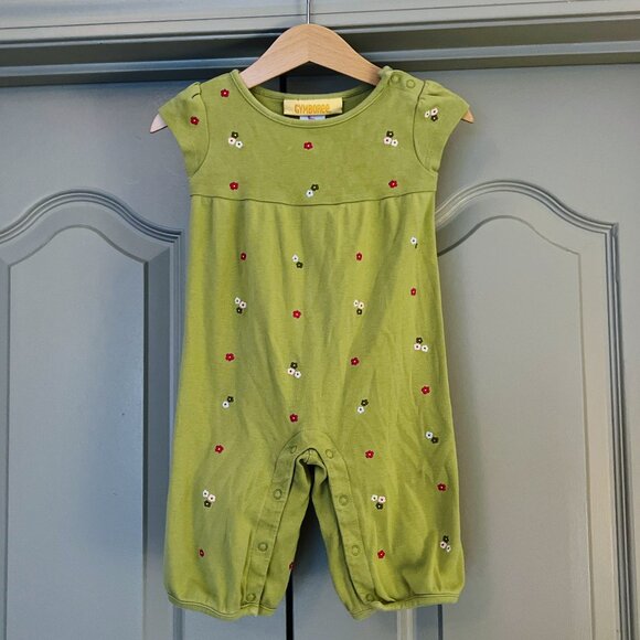 Gymboree Other - Gymboree Y2K Floral Romper | Baby Girl Green Cotton One-Piece | 3–6 Months